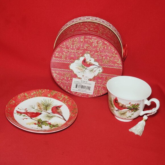Summer River Cardinal Teacup with Saucer in Gift Box - Picture 7 of 12